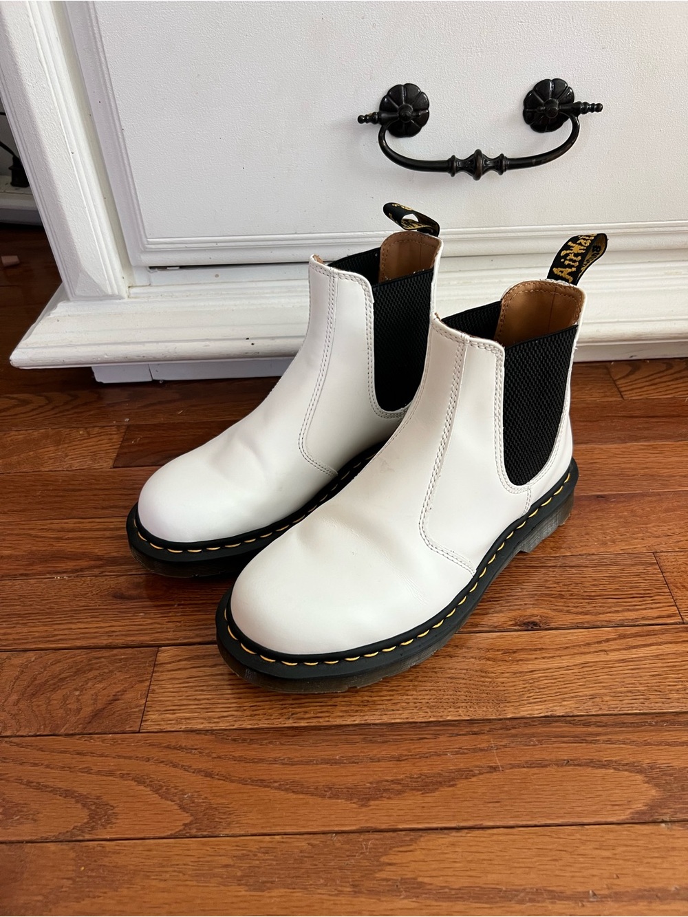 Dr. Martens White Chelsea Boot with Black Elastic